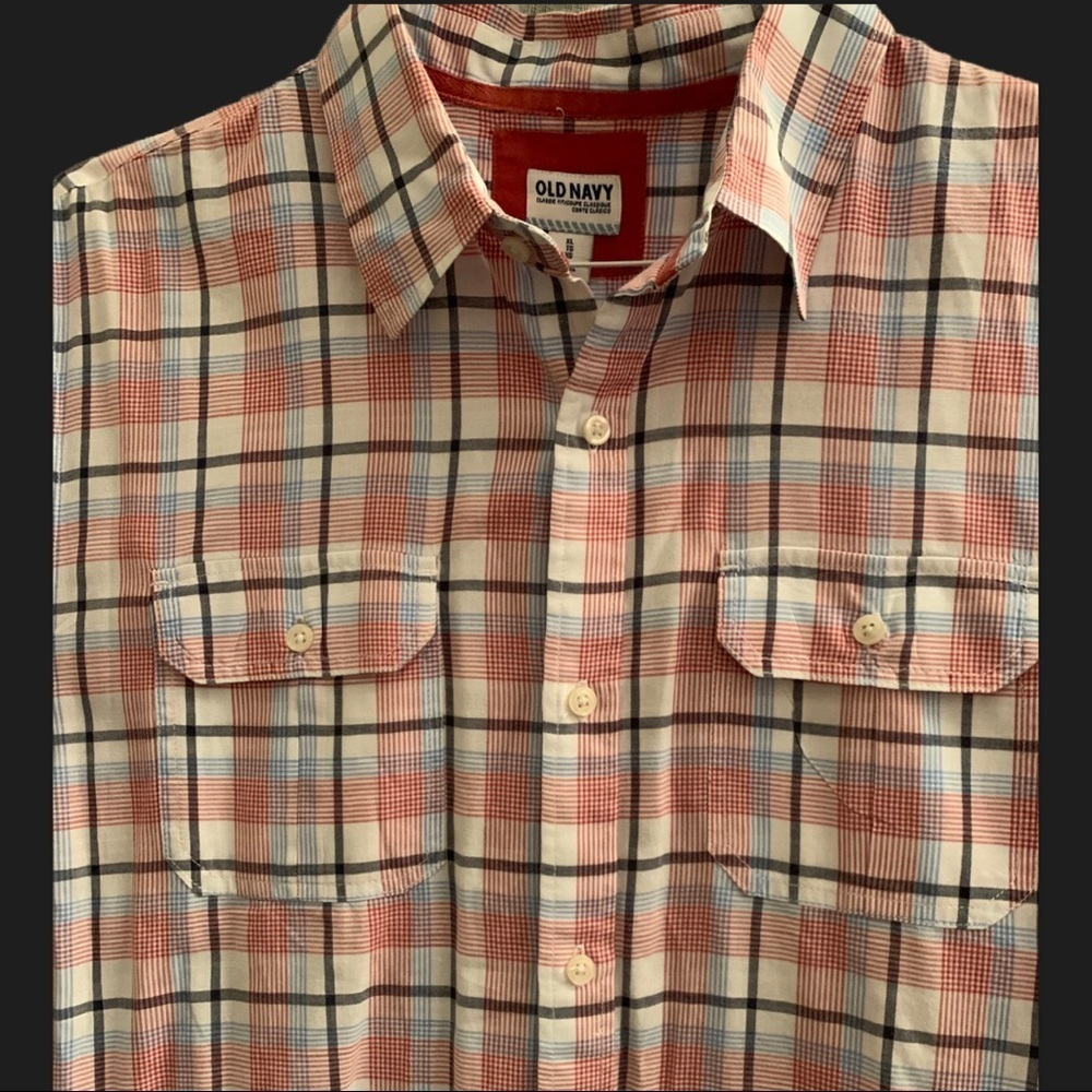 Men’s Old Navy Checkered Shortsleeved Lightweight Cotton Classic Fit Shirt XL - Picture 1 of 4